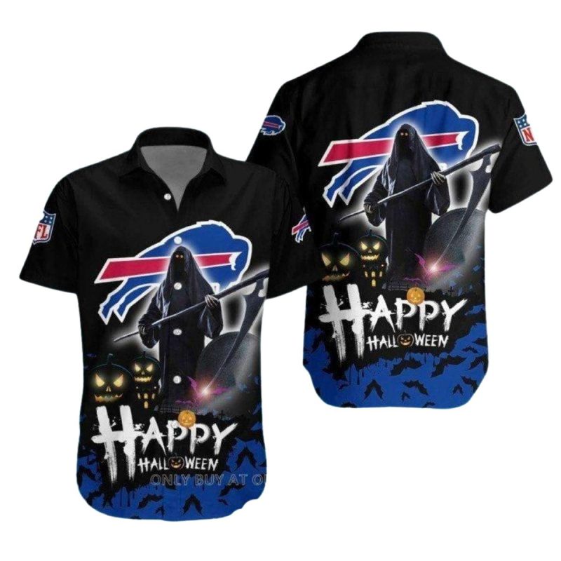 Buffalo Bills Halloween Grim Reaper Hawaiian Shirt - Moonbestprint