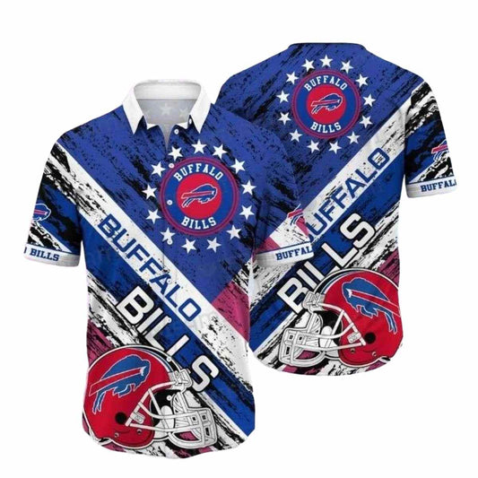 Buffalo Bills Helmets And Stars Retro Hawaiian Shirt - Moonbestprint