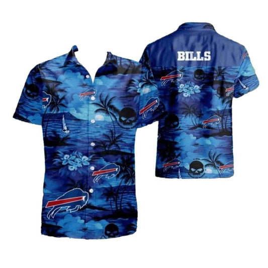Buffalo Bills Logo And Coconut Blue Sunset Hawaiian Shirt - Moonbestprint
