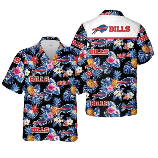 Buffalo Bills Logo And Floral Pineapple Hawaiian Shirt - Moonbestprint