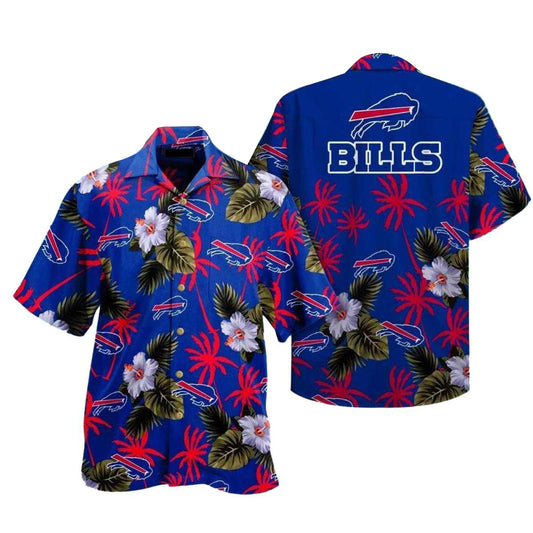 Buffalo Bills Logo And Hibiscus Floral Hawaiian Shirt - Moonbestprint