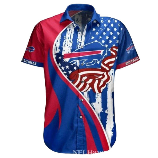 Buffalo Bills Logo And Us Flag Hawaiian Shirt - Moonbestprint