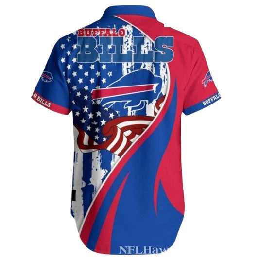 Buffalo Bills Logo And Us Flag Hawaiian Shirt - Moonbestprint