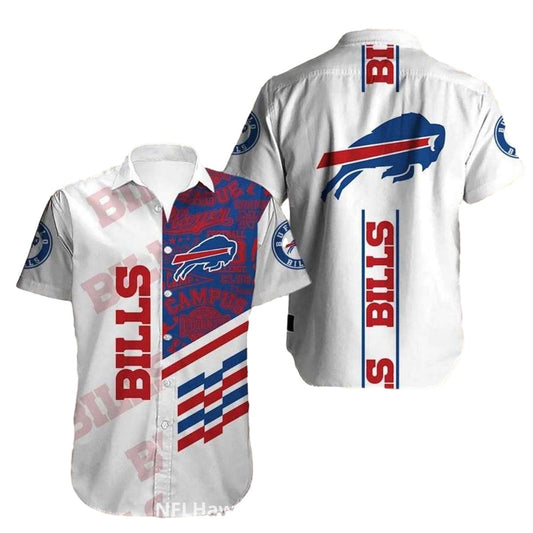 Buffalo Bills Logo Campus White Hawaiian Shirt - Moonbestprint