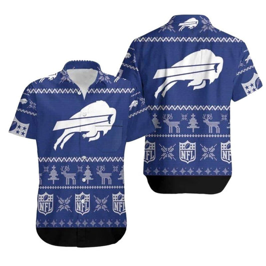 Buffalo Bills Logo Christmas Pattern Hawaiian Shirt - Moonbestprint