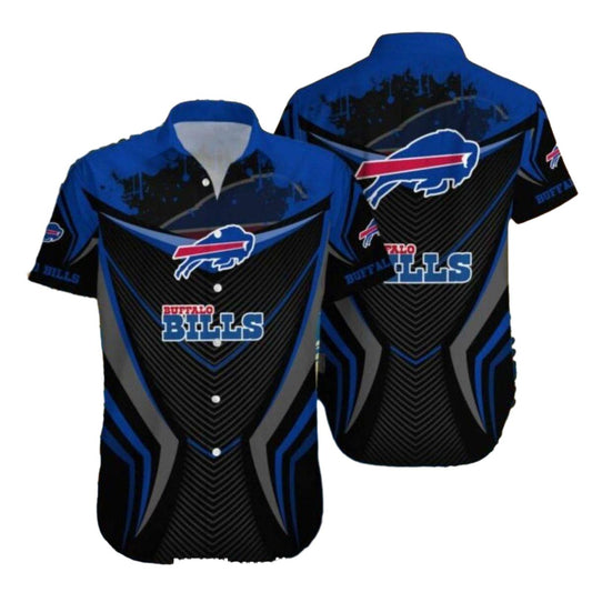 Buffalo Bills Logo Dark Blue Tech Graphics Hawaiian Shirt - Moonbestprint