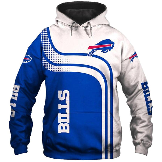 Buffalo Bills Logo One Way White And Blue AOP Hoodie -  Moonbestprint