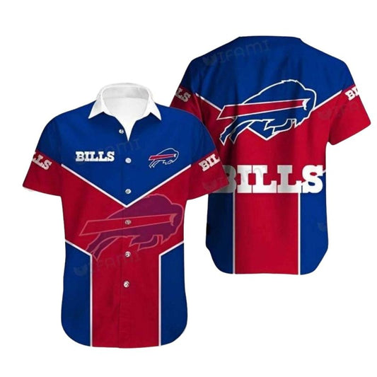 Buffalo Bills Logo Red And Blue Line Hawaiian Shirt - Moonbestprint