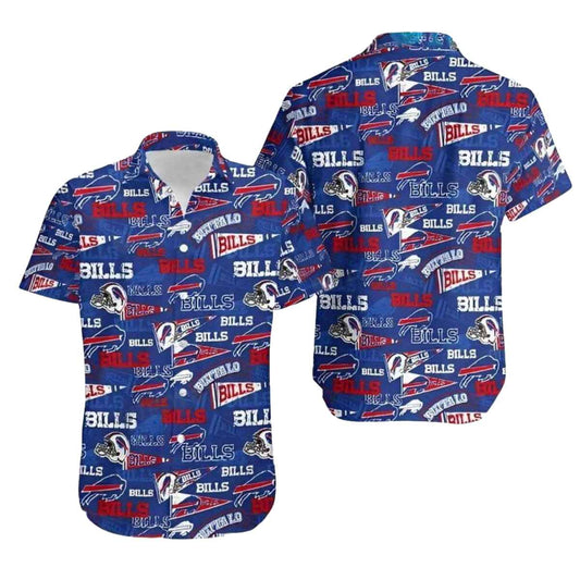 Buffalo Bills Logo Retro Bold Blue And Red Hawaiian Shirt - Moonbestprint