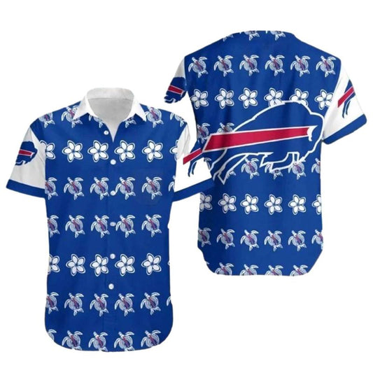 Buffalo Bills Logo Turtle And Flower Pattern Hawaiian Shirt - Moonbestprint