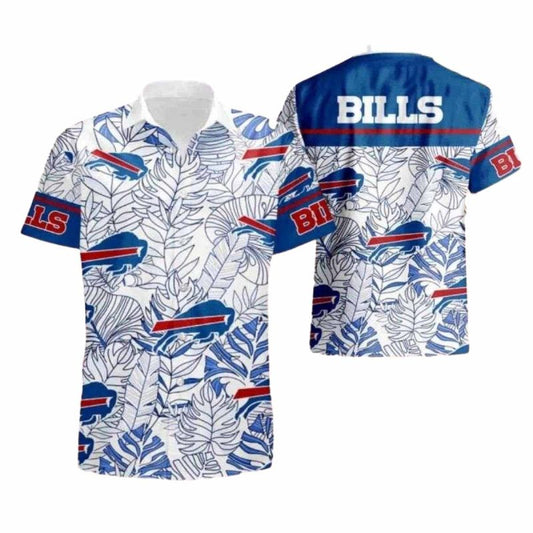 Buffalo Bills Lush Foliage White Hawaiian Shirt - Moonbestprint