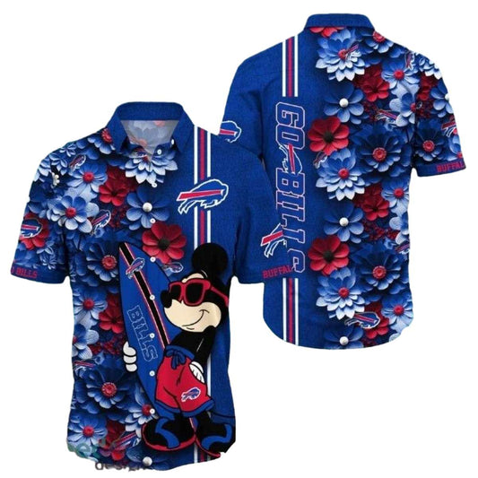 Buffalo Bills Mickey Floral Funny Hawaiian Shirt - Moonbestprint