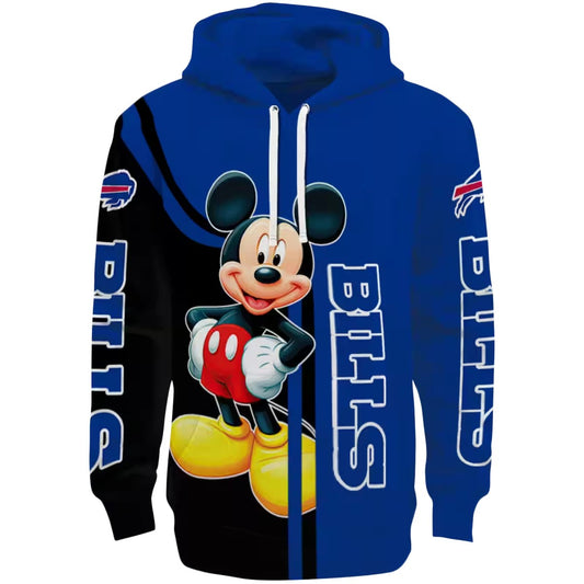 Buffalo Bills Mickey Mouse Blue Black AOP Hoodie -  Moonbestprint
