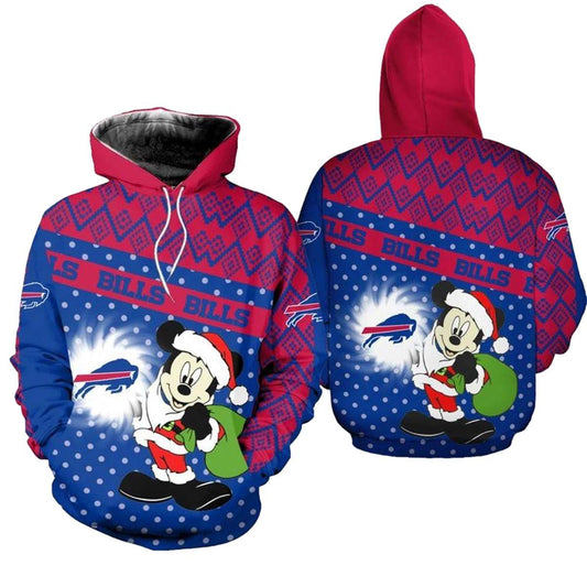Buffalo Bills Mickey Santa Claus Funny AOP Hoodie -  Moonbestprint