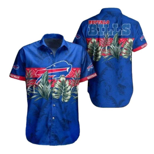 Buffalo Bills Palm Leaf Blue Pattern Hawaiian Shirt - Moonbestprint