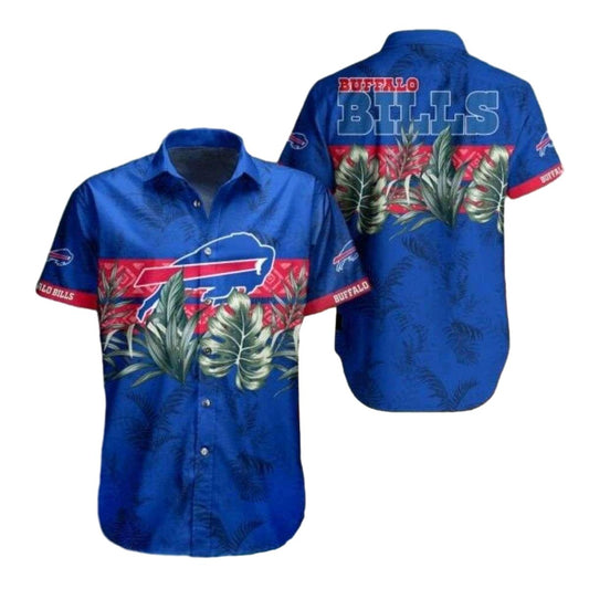 Buffalo Bills Palm Leaf Blue Pattern Hawaiian Shirt - Moonbestprint