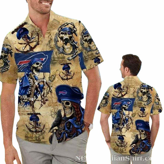 Buffalo Bills Pirate Skeleton Graphic Hawaiian Shirt - Moonbestprint