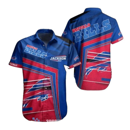 Buffalo Bills Red And Blue Abstract Stripes Hawaiian Shirt - Moonbestprint