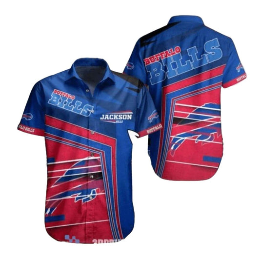 Buffalo Bills Red And Blue Abstract Stripes Hawaiian Shirt - Moonbestprint