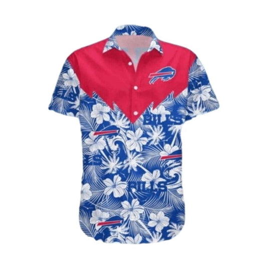 Buffalo Bills Red And Blue Floral With Team Logo Hawaiian Shirt - Moonbestprint