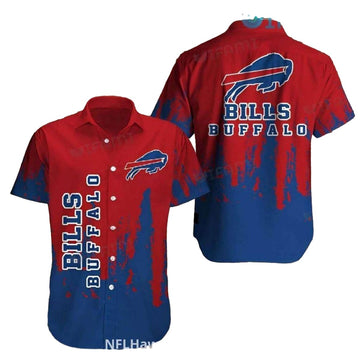 Buffalo Bills Red And Blue With Grunge Effect Hawaiian Shirt - Moonbestprint
