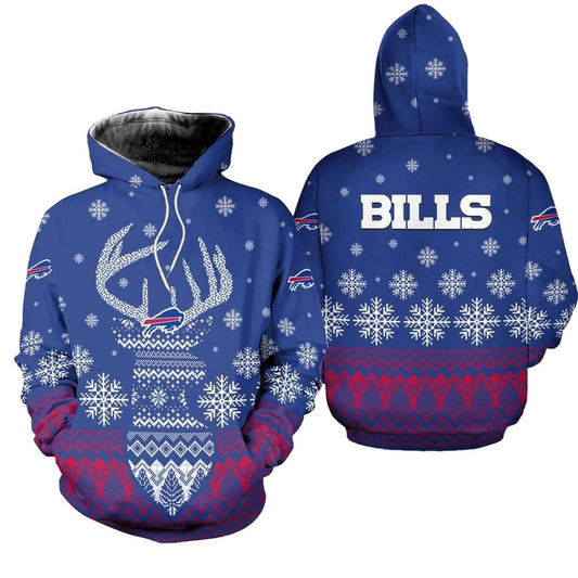 Buffalo Bills Reindeer Merry Christmas AOP Hoodie -  Moonbestprint