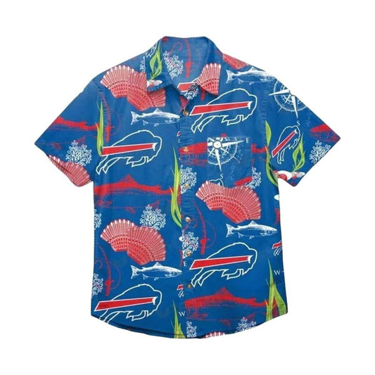Buffalo Bills Scallops Coral Fish Pattern Hawaiian Shirt - Moonbestprint