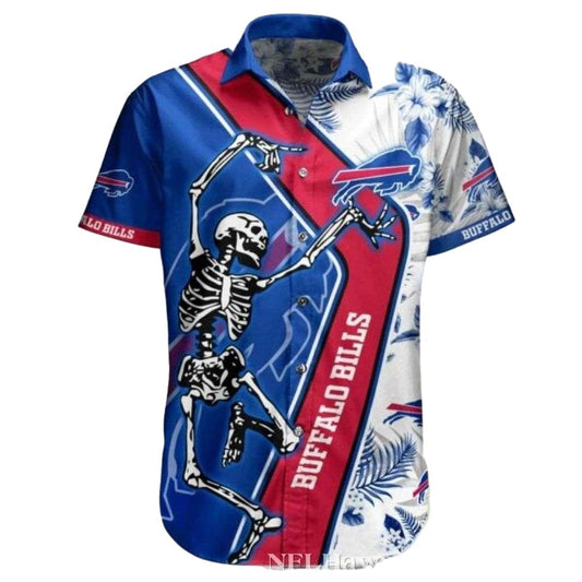Buffalo Bills Skeleton Cheer On The Bills In Tropical Fashion Hawaiian Shirt - Moonbestprint