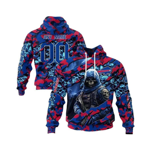 Buffalo Bills Skeleton Soldier Halloween AOP Hoodie -  Moonbestprint