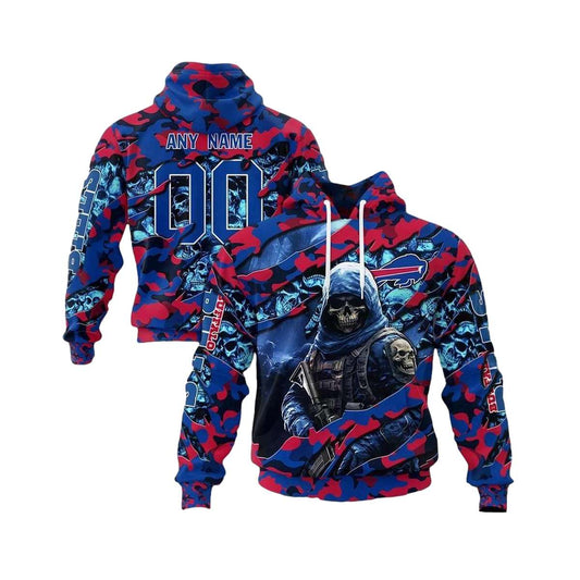 Buffalo Bills Skeleton Soldier Halloween AOP Hoodie -  Moonbestprint