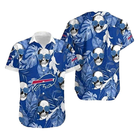 Buffalo Bills Skull And Palm Leaf Hawaiian Shirt - Moonbestprint