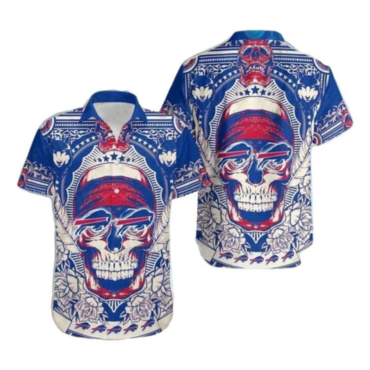 Buffalo Bills Skull Bandana Tribal Hawaiian Shirt - Moonbestprint