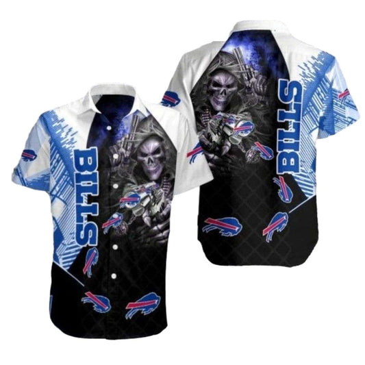 Buffalo Bills Skull Emblem Hawaiian Shirt - Moonbestprint
