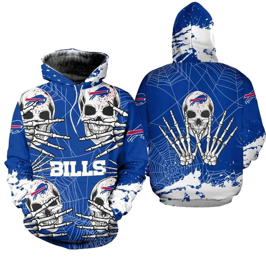 Buffalo Bills Skull For Halloween Graphic AOP Hoodie -  Moonbestprint