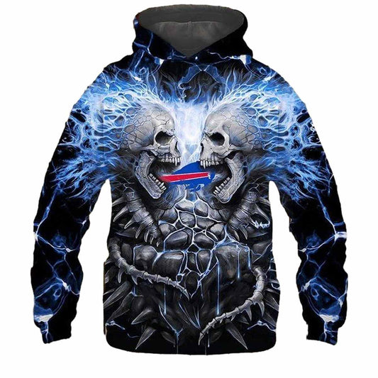 Buffalo Bills Skull Stone Fighting AOP Hoodie -  Moonbestprint