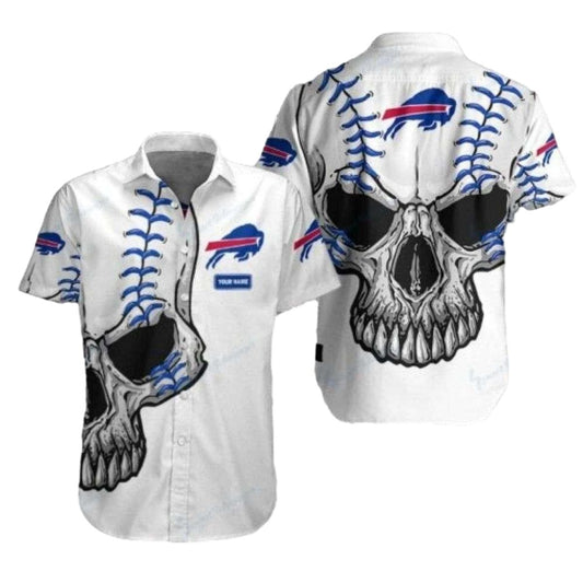 Buffalo Bills Skull Vision White Hawaiian Shirt - Moonbestprint