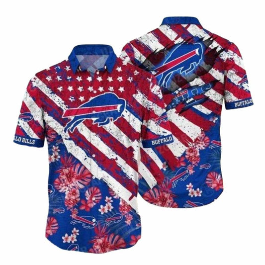 Buffalo Bills Stars And Stripes Tropical Hawaiian Shirt - Moonbestprint