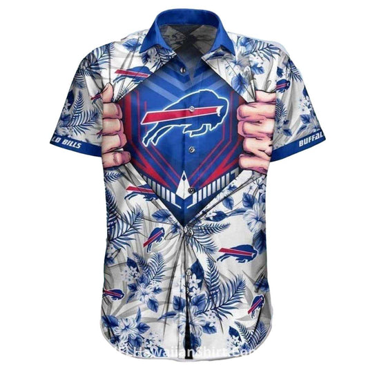 Buffalo Bills Superhero Reveal Floral Hawaiian Shirt - Moonbestprint