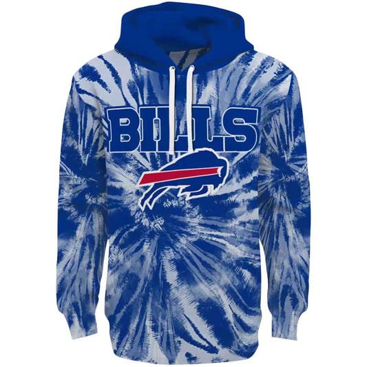 Buffalo Bills Tie Dye Blue Pattern AOP Hoodie -  Moonbestprint