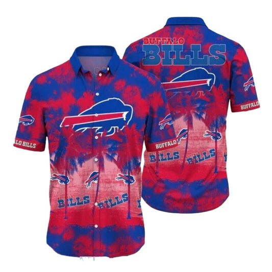 Buffalo Bills Tie Dye Red And Blue Tropical Hawaiian Shirt - Moonbestprint