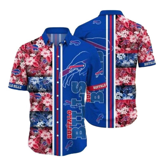 Buffalo Bills Tropical Floral And Line Hawaiian Shirt - Moonbestprint