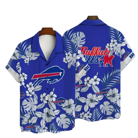 Buffalo Bills Tropical Floral Blue Hawaiian Shirt - Moonbestprint