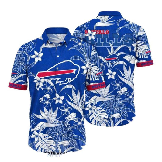 Buffalo Bills Tropical Hibiscus Blue Pattern Hawaiian Shirt - Moonbestprint