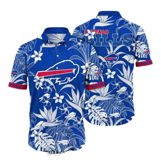 Buffalo Bills Tropical Hibiscus Blue Pattern Hawaiian Shirt - Moonbestprint