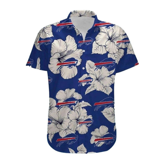 Buffalo Bills Tropical Hibiscus And Team Logos Hawaiian Shirt - Moonbestprint