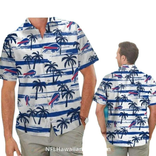 Buffalo Bills Tropical Palm Tree And Logo Hawaiian Shirt - Moonbestprint