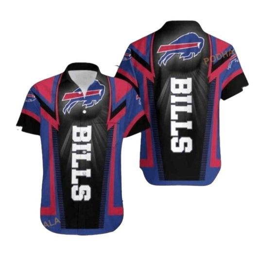 Buffalo Bills Vertical Black And Red Graphics Hawaiian Shirt - Moonbestprint