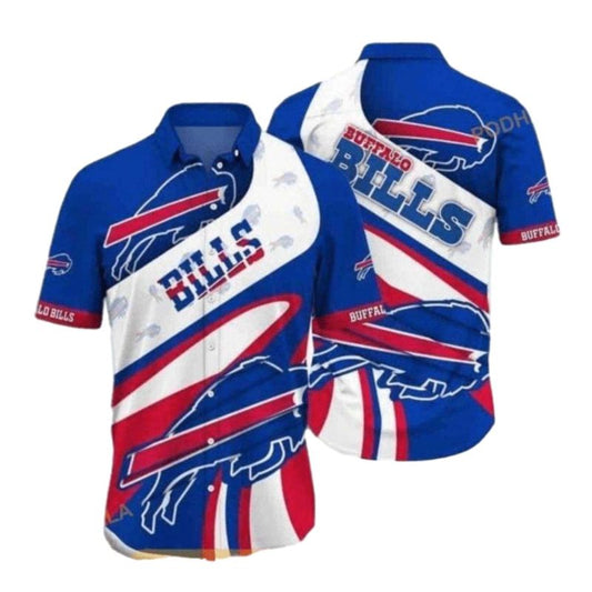 Buffalo Bills White And Blue Abstract Stripes Hawaiian Shirt - Moonbestprint