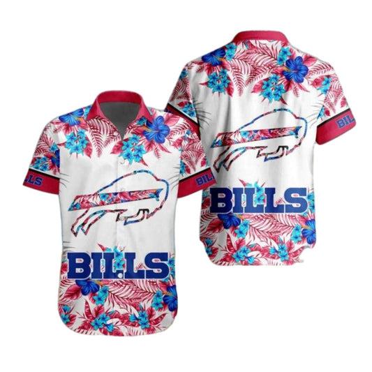 Buffalo Bills White Floral And Red Accents Hawaiian Shirt - Moonbestprint
