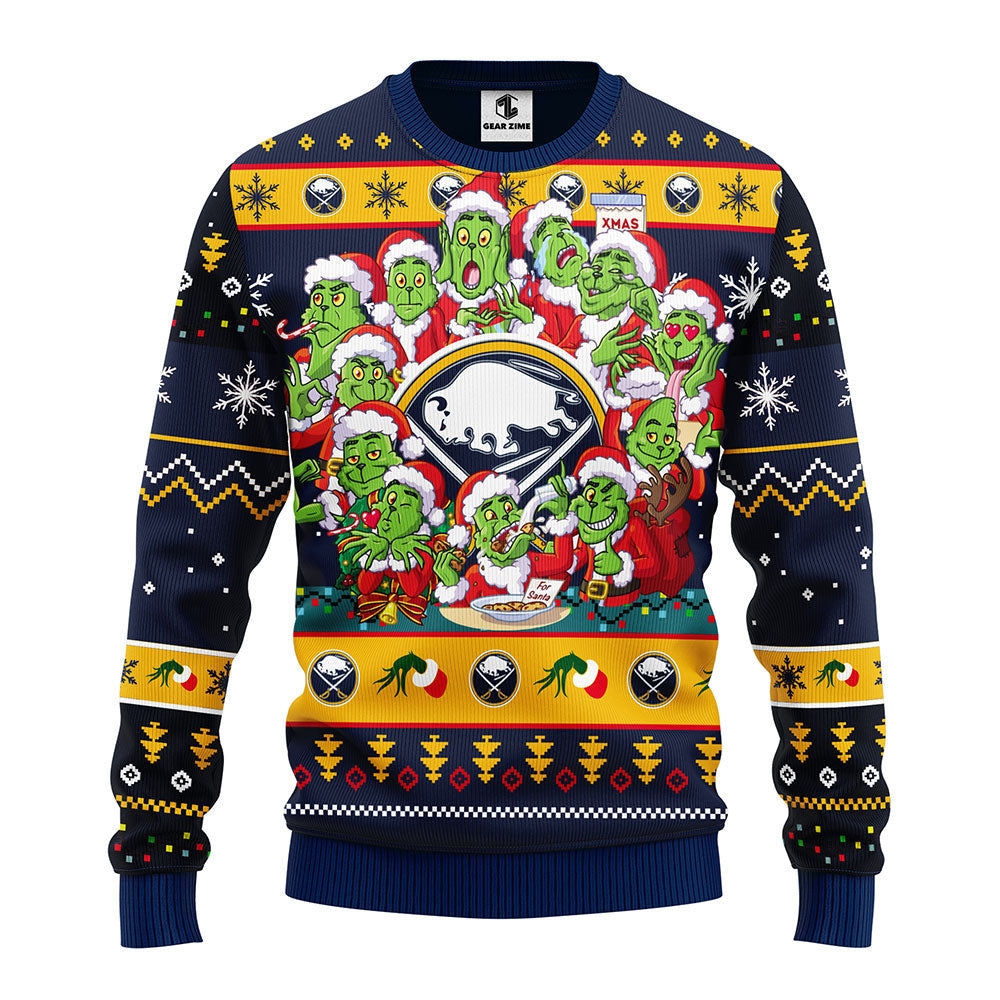 Buffalo Sabres 12 Grinch Xmas Day Ugly Christmas Sweater, Grinch Xmas Sweater Moonbestprint